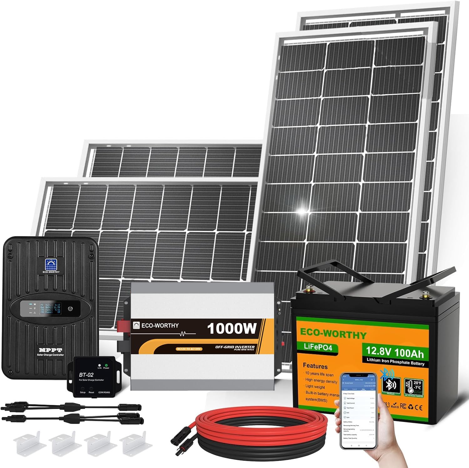 Off Grid Solar Kit - ECO-WORTHY 1.6KWH Complete Solar Panel Kit