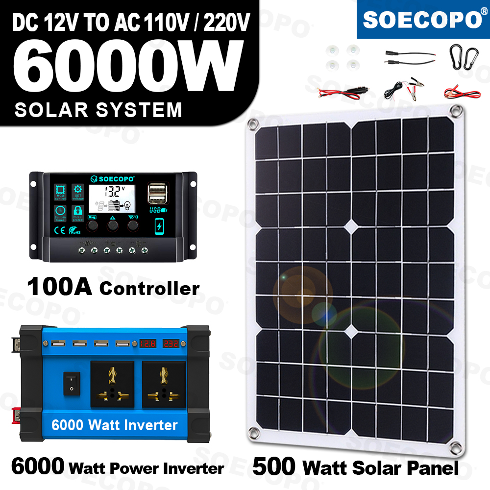 Off Grid Solar Kit - SOECOPO 6000W Home/Camping Backup Solar System